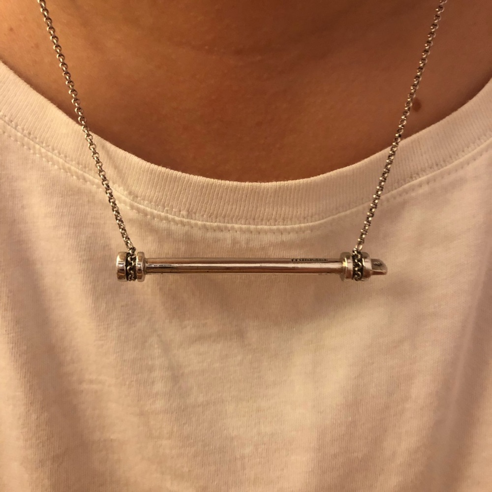 Miansai sterling silver screw bar necklace